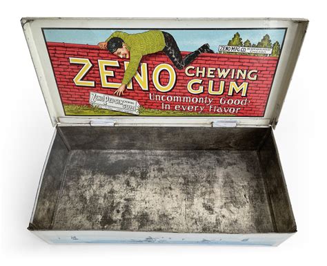 zeno chewing gum metal box|ZENO CHEWING GUM TIN DISPLAY BOX, circa 1910. .